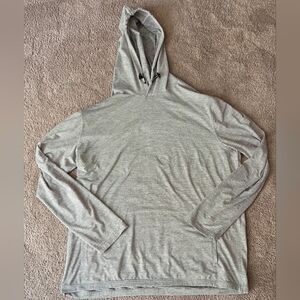 01.Algo Men's Grey & White Striped Lightweight Performance Hoodie, Size XXL